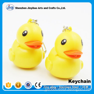 hot sale new product plastic 3D duck shape LED light keychain